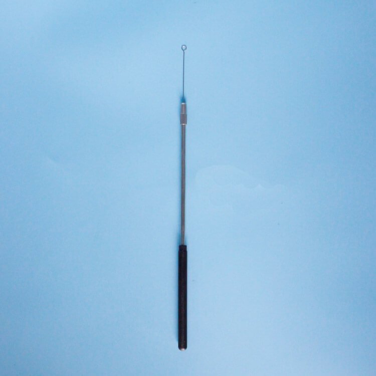 Inoculating loop (metal rod + nichrome wire loop) for laboratory inoculation