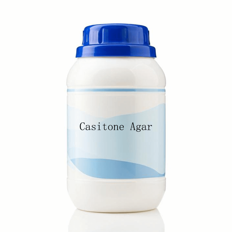 Sealed bottle of Casitone GA Agar powder for veterinary biologics testing