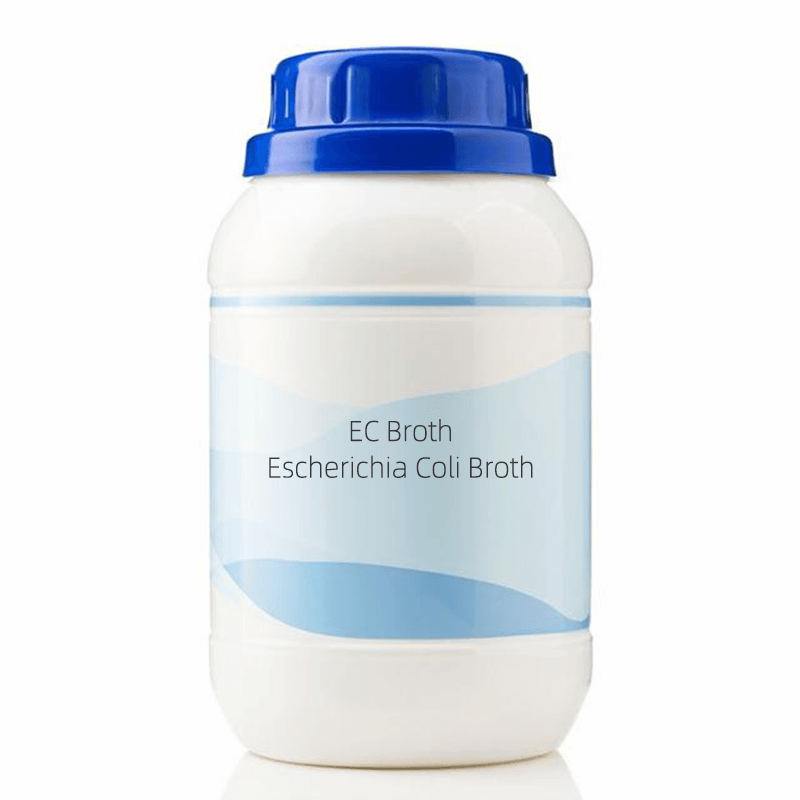 A 250g bottle of EC Broth, a dry powder culture medium for detecting Escherichia coli and coliform bacteria. Ideal for food safety, clinical, and environmental testing to identify fecal contamination.