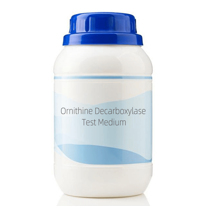 Sealed bottle of Ornithine Decarboxylase Test Medium powder with mineral oil requirement - 250g for anaerobic enzyme testing